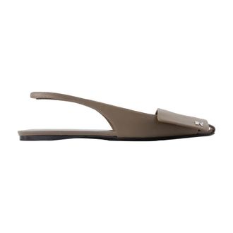 Courr&egrave;ges Ballerina Shoes, female, Brown, 4 UK, Fold Leather Slingback Ballerinas
