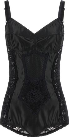 Dolce & Gabbana Black Lace Sweet Heart Neck Top