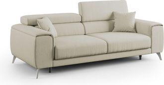 Divani.Store Fusion Sof&aacute; Con Asientos Deslizantes En Tela Suave Antimanchas 185 Cm Crema