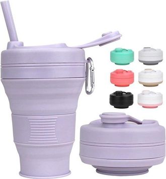 OEM Vaso Plegable - Taza De Viaje Plegable - Para Beber Al Aire Libre - Silicona Sin Bpa - 600 Ml - Morado