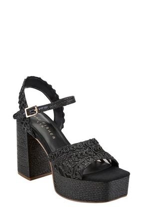 Marc Fisher Chayse Ankle Strap Platform Sandal in Black at Nordstrom, Size 9.5