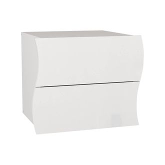 Dmora Dmora - Mesa De Noche Dchies, Mesita De Noche Con 2 Cajones, Dormitorio, 100% Made In Italy, Cm 50x40h41, Blanco Brillo