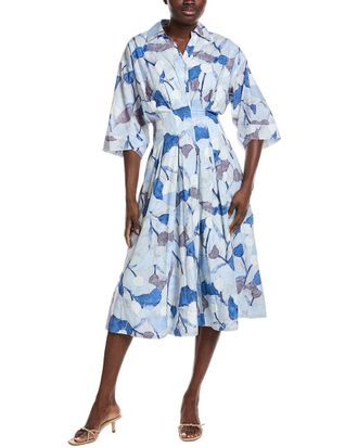 Gracia Dolman Sleeve Pleated Printed Midi Dress