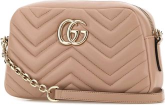 Gucci Womens Gg Marmont Crossbody Bag Beige Lamb