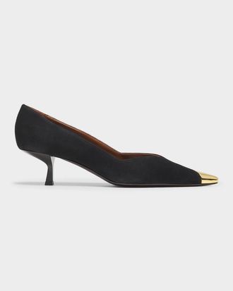 Giuseppe Zanotti Suede Golden Cap-Toe Pumps