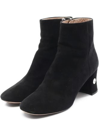 Miu Miu 60mm rhinestone-embellished suede boots - women - Calf Suede/Calf Leather/Calf Leather - 35.5 - Black