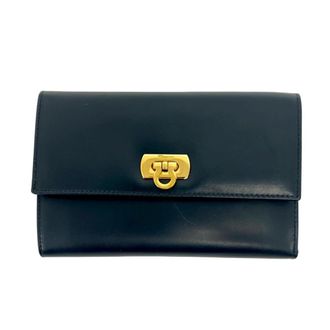 Ferragamo Navy Leather Wallet (Tri-Fold) (Pre-Owned)