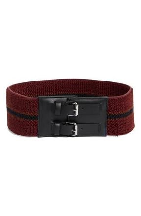 Longchamp Mixed Media Belt in Burgundy at Nordstrom Rack