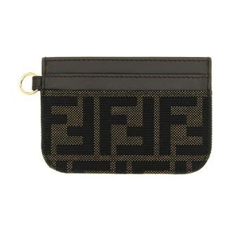 Fendi FF Jacquard Kaarthouder - Dames - Accessoires - Bruin - Maat: ONE Size Katoen