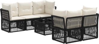 vidaXL Conjunto De Sof&aacute;s De Jard&iacute;n 6 Uds. Negro Rat&aacute;n Sint&eacute;tico Vidaxl