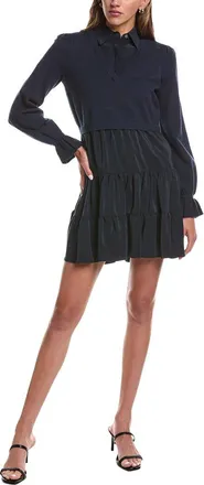 Cinq &agrave; Sept Cinq &Agrave; Sept Knit Combo Luciana Silk-Trim Dress