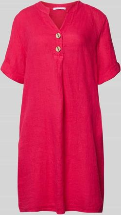 Zabaione Tunikakleid aus Leinen mit V-Ausschnitt Modell Ki44ra in Pink, Gr&ouml;&szlig;e XXL