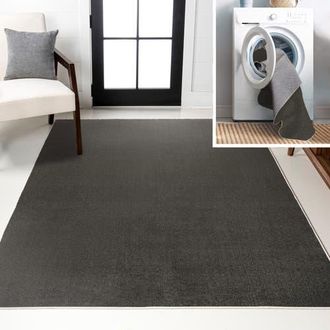 Jonathan Y Designs Twyla Classic Solid Low-Pile Machine-Washable Area Rug in Dark Gray at Nordstrom, Size 3Ft 0In X 5Ft 0In