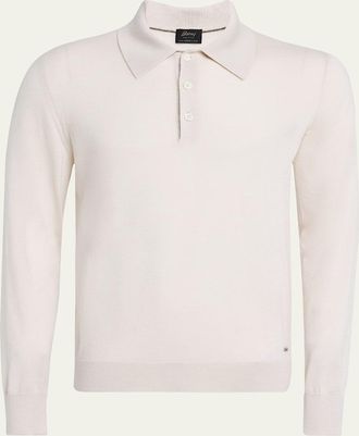 Brioni Mens Cashmere-Silk Polo Sweater