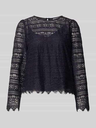 Comma Blusenshirt aus Spitze mit Rundhalsausschnitt in Marine, Gr&ouml;&szlig;e 34