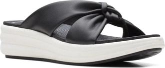 Clarks Cloudsteppers Drift Ave Sandal Womens Black Wedge Slip On Slide HTAT268