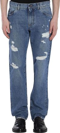 Dolce & Gabbana Blue Distressed Mid Rise Jeans