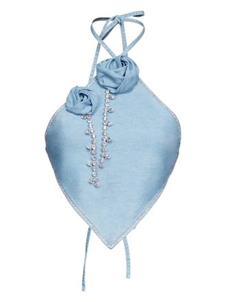 Area crystal-embellished top - Blue