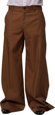 Dolce & Gabbana Brown Cotton Straight Men Dress Trouser Mens Pants (Pre-Owned)