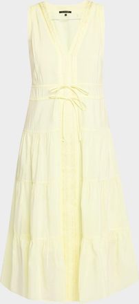 Kobi Halperin Edison Tiered Geo-Embroidered Midi Dress