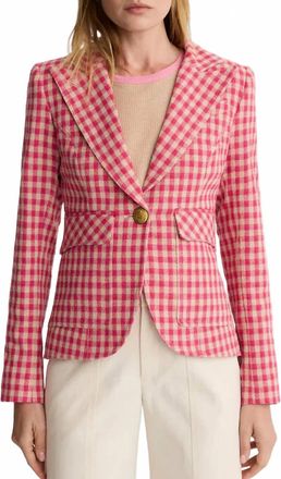 Smythe Patch Pocket One Button Blazer In Pink Check