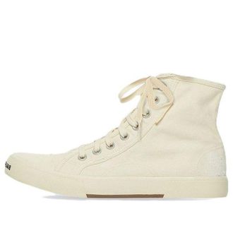 Balenciaga Paris High Top Sneakers White Destroyed Cotton and White Sole 688752W3RC49090