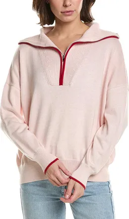 Brodie Tipped 1/2-Zip Cashmere-Blend Pullover