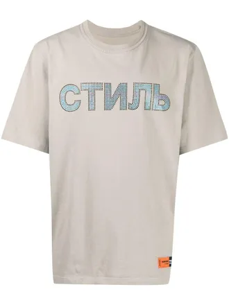 Heron Preston T-shirt verfraaid met stras - Groen