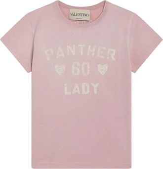 Valentino Garavani Bedrukt katoenen T-shirt - Dames - T-shirts - Roze - M - Katoen - Tops