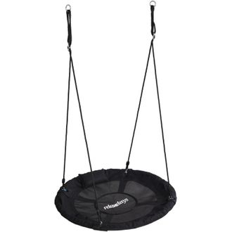 Relaxdays Relaxdays Nest Swing, Round Hanging Swing, Cushion & Handles, Kids, Adjustable, Outdoor, &Oslash;: 100 cm, 100 kg, Black