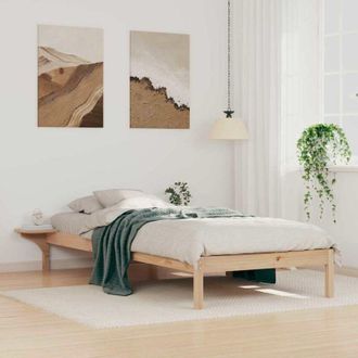 vidaXL vidaXL Letto con Tavolini Laterali Naturale 90 x 210 cm Pino massello