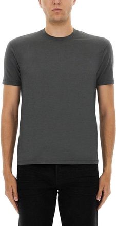 Tom Ford Grey Regular Fit T-Shirt With Classic Crew Neckline