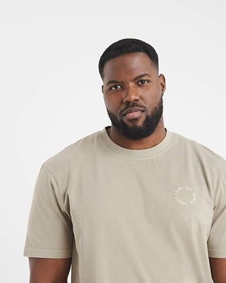 Jacamo Relaxed Fit Garment Dyed Embroid T-Shirt