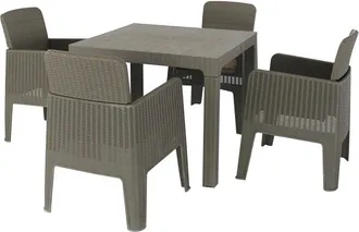 Dukap Dukap Lucca 5Pc Dining Set, Grey With Beige Cushions