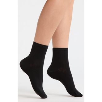 Nordstrom Wide Rib Ankle Socks in Black at Nordstrom, Size 9