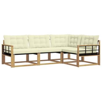 vidaXL Conjunto De Sof&aacute;s De Exterior Con Coj&iacute;n 4 Pcs Blanco Y Crema Vidaxl