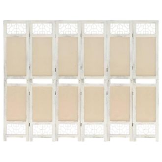 Berkfield Home 6-Panel Room Divider Cream 210x165 cm Fabric in Beige