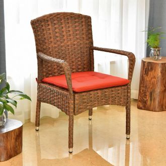 International Caravan Inc Majorca Resin Pandan Steel Arm Chair with Cushions