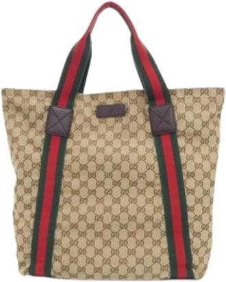 Gucci Pre-owned Canvas Tote Bag - Dames - Vintage Shopper - Beige - ONE Size - Vintage