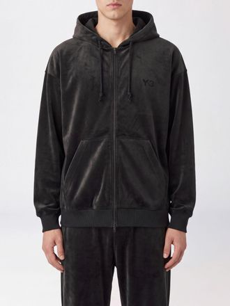 Yohji Yamamoto Velvet Zip-Up Hoodie with Tone-on-Tone Logo