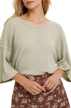 Wishlist Cotton Blend Waffle Knit Top in Olive at Nordstrom Rack, Size Medium