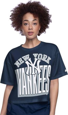 Starter Womens Starter Navy New York Yankees Play the Ball Boxy Cropped T-Shirt at Nordstrom, Size Xx-Large