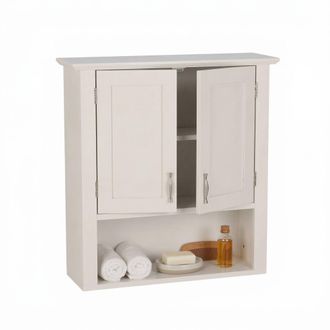 Relaxdays Armario Colgante Relaxdays, 3 Estantes, 62 X 58 X 20 Cm, Doble Puerta, Estilo Campestre, Blanco