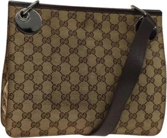 Gucci Pre-owned Shoulder Bags, female, Beige, Size: ONE SIZE Pre-owned Canvas Shoulder Bag