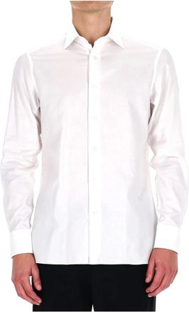 Ermenegildo Zegna Oxford Katoenen Overhemd - Heren - Zakelijke Overhemden - Wit - 3XL - Katoen - Overhemden
