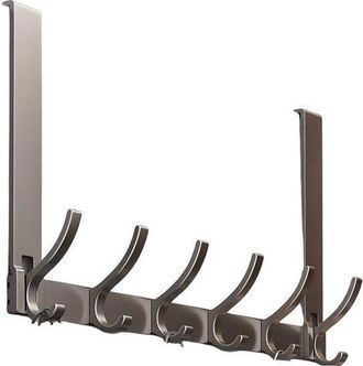 No Brand Gancho Para Puerta - Acero Inoxidable - Perchero Integrado - No Requiere Taladrar - Con 6 Ganchos - Apto Para Ba&ntilde;os, Dormitorios, Etc. - 18 Cm