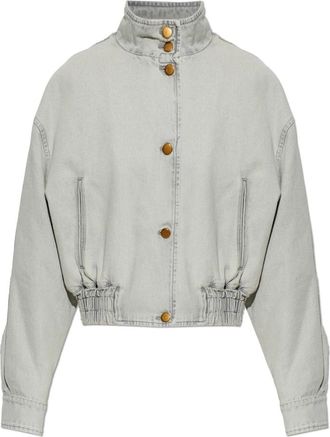 Jil Sander Ge&iuml;soleerde Denim Jas met Opstaande Kraag - Dames - Spijkerjassen - Grijs - L - Leer - Jassen