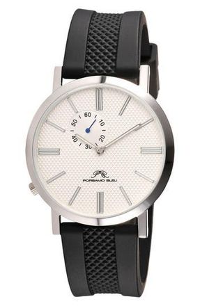 Porsamo Bleu Bennett Silicone Strap Watch, 40mm in Black And White at Nordstrom Rack
