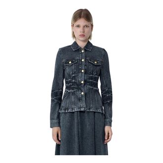 Ganni Dames, Jassen, Zwart, Maat: M Denim