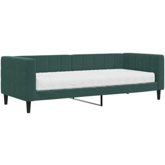 vidaXL Sof&aacute; Cama Con Colch&oacute;n Terciopelo Verde Oscuro 80x200 Cm Vidaxl